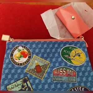 Estée Lauder Blue Cosmetic Pouch with Patches